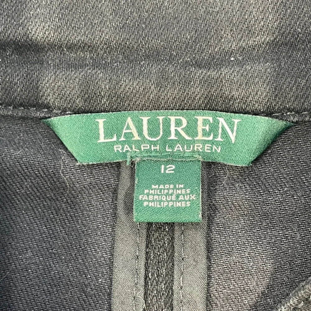 Lauren Ralph Lauren Black Velvet Trim Military Blazer Jacket Women 12